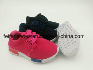 Children Canvas Injection Shoes, Lace up Sport Shoes with OEM